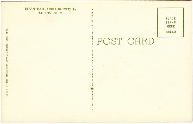 Back of Bryan Hall, Ohio University, Athens, Ohio (1973)