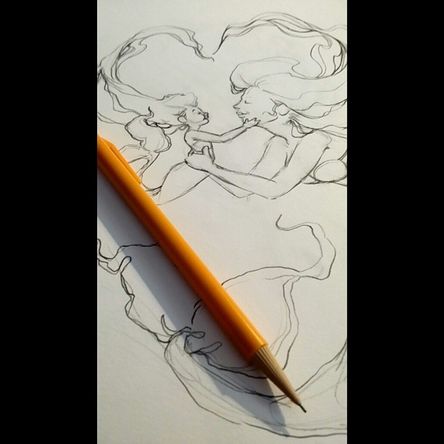 Working on a gift for a friend's baby shower. SheLove mermaids and is having a precious little girl. Can't wait to see how this turns out. Stay tuned tonight for more updates as I work on this. #wip #mermaid #illustration #instagood #instaart #art #pencil