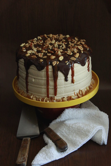 Snickers chocolate layer cake