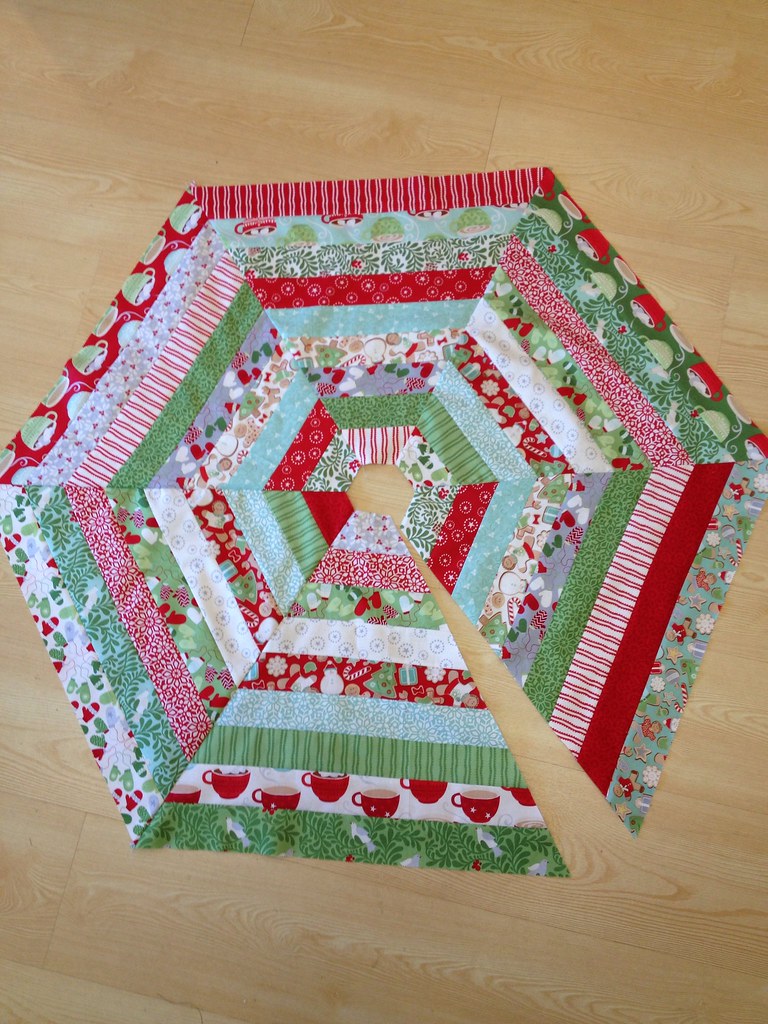 Jelly Roll Quilted Christmas Tree Skirt: Top completed | Flickr