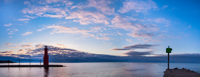 Sunrise, Algoma, WI, Lake Michigan, Clouds, Harbor
