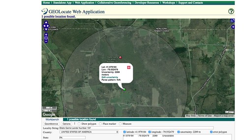 Using GEOLocate I was able to find the coordinates of the general area of Toplovich bog. 