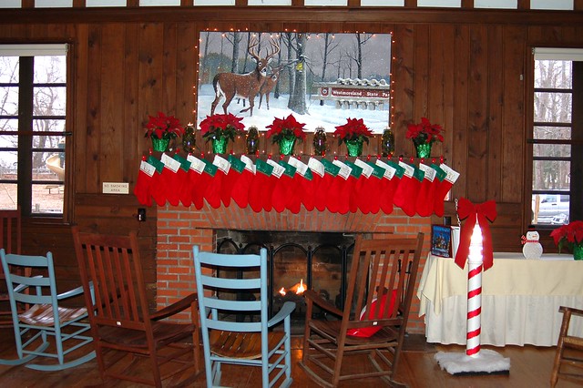 Sit in front of a cozy fire in the bedecked Helen and Tayloe Murphy Hall at Westmoreland State Park, Virginia