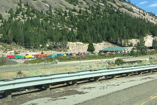 Rainbow water tanker trucks on Interstate 5, August 2016