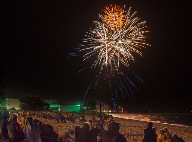 Fireworks, Beach, Kewaunee, 4th of July, Spectators