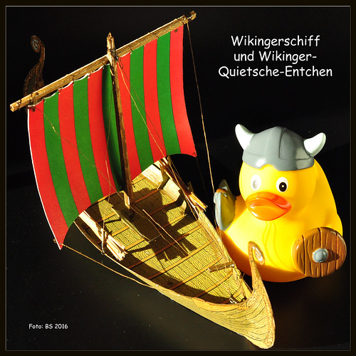 Wikingermuseum Haithabu ... Wikingerschiff ... Bastelbogen - Quietsche-Entchen Wikinger ... Fotos und Collagen: Brigitte Stolle 2016