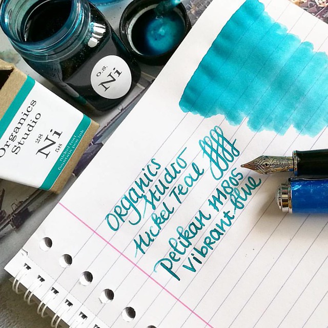 Just love this color! And it's going to be available soon again, yay! @organicsstudio #nickelteal #organicsstudio #bluehues #fpgeeks #FPN #fountainpennetwork #fountainpen #pelikan #pensansink #vibrantblue