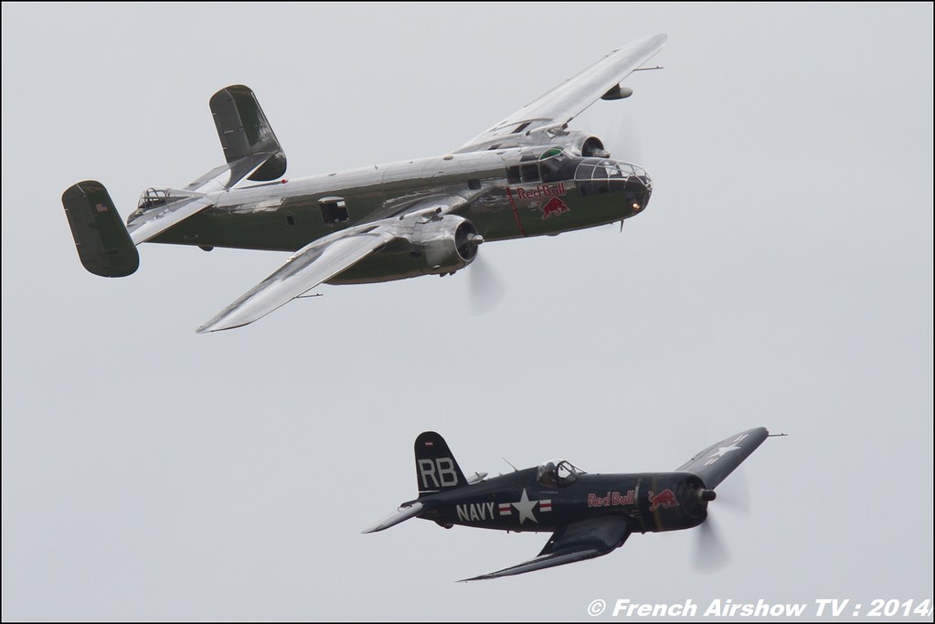 The Flying Bulls North American B-25 Mitchell - N6123C , Vought F4U-4 Corsair OE-EAS , AIR14 Payerne , suisse , weekend 1 , AIR14 airshow , meeting aerien 2014 , Airshow
