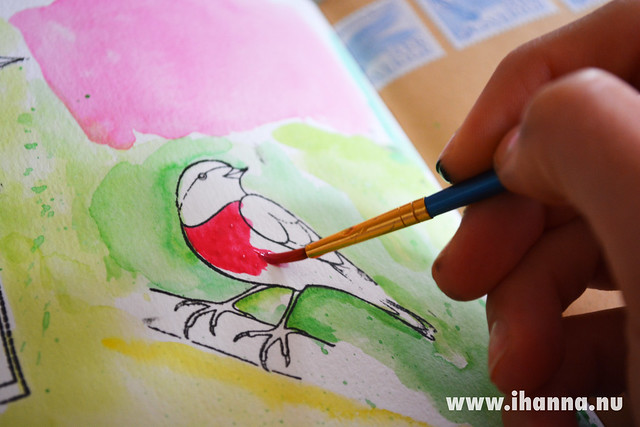 Art Journal Detail: Painting a bird