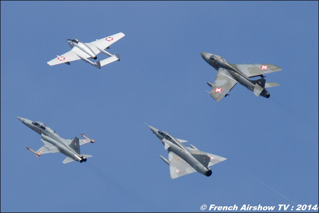 Swiss Fly Historic , Mirage IIIs , F-5 Tiger II , Vampire , Hunter , AIR14 Payerne , suisse , weekend 1 , AIR14 airshow , meeting aerien 2014 , Airshow