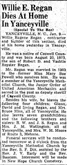 "Willie E. Reagan Dies," The Bee (Danville, Virginia), Wednesday, 9 January 1946