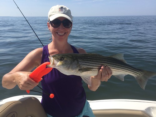 Striped Bass with woman
