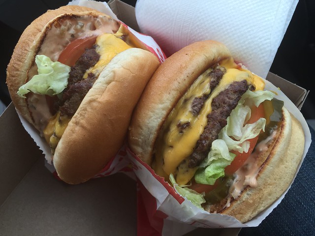 Double double burger animal style with chiles - In-N-Out Burger