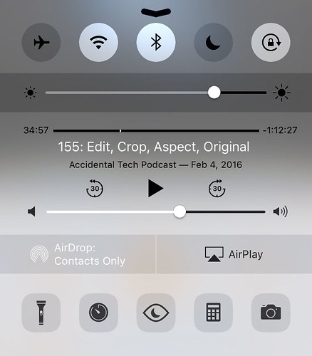 iOS 9 Control Centre
