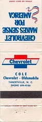 Cole Chevrolet Matchbook Cover