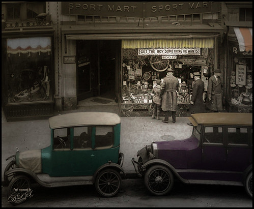 Image from Shorpy's of a boy looking in a store window in DC cc 1922