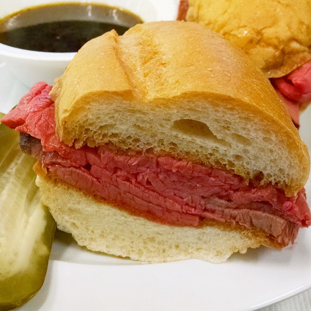 "Roast #beef French dip from Magee's at the Original #FarmersMarket at 3rd/Fairfax. No frills