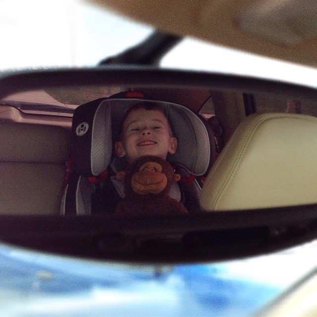 86 | 365 Reflection   Just a quick iPhone shot today. Nothing like seeing two monkeys in the rear view. 😉 #cy365 #captureyour365 #reflection #monkey #momlife