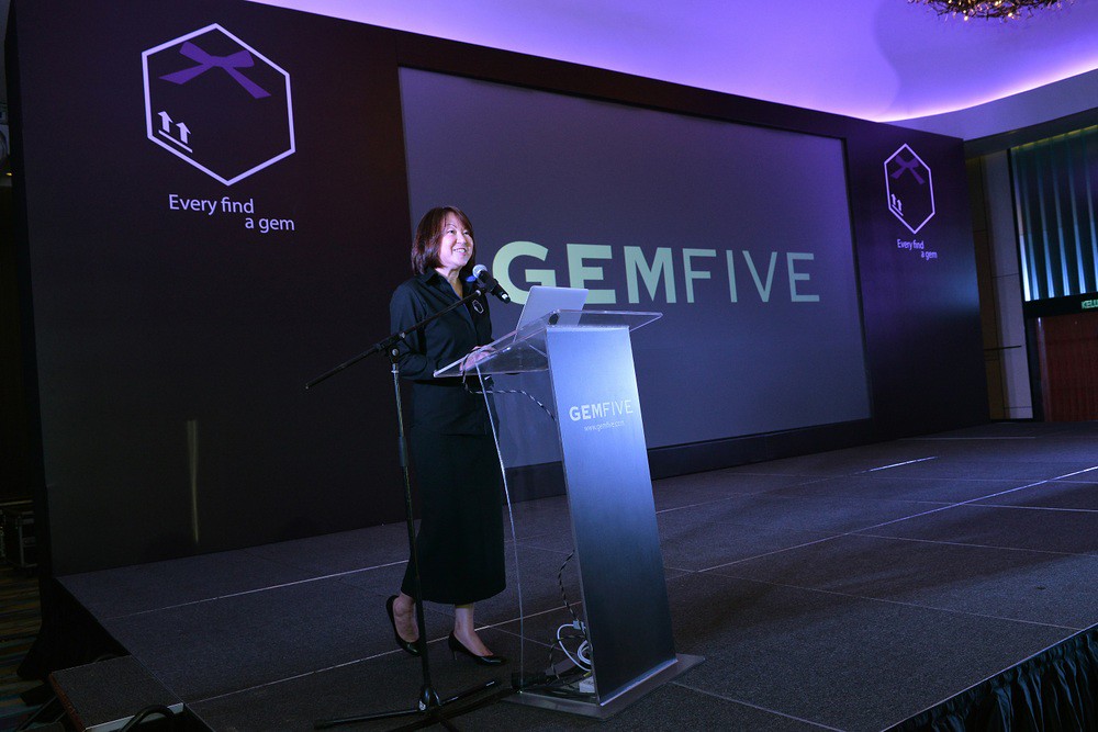 CEO, Moey Tan giving her speech at the official launch of GEMFIVE (mid)