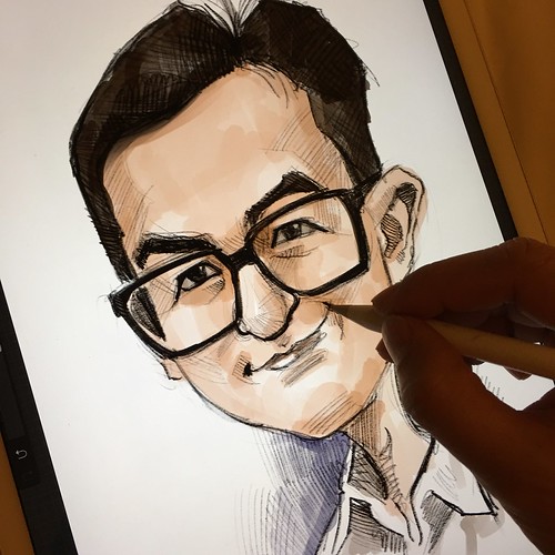 Digital caricature sketch of 馬榮成 on iPad Pro + Apple Pencil in Procreate