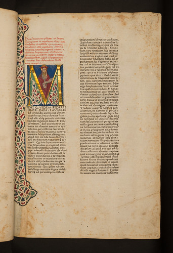 Illuminated historiated initial in Hieronymus: Epistolae