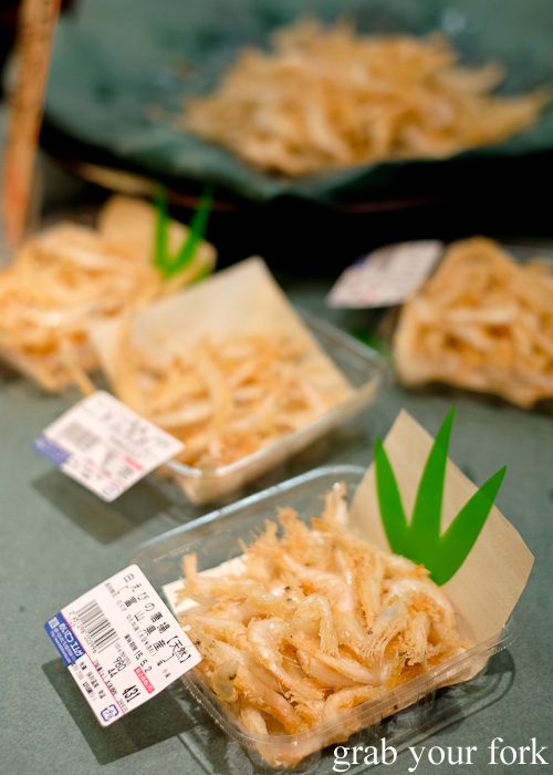 Ama ebi or spot prawn fritters in Kanazawa, Japan
