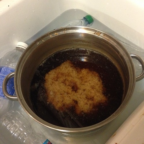 Sediment rising or falling out within the wort.