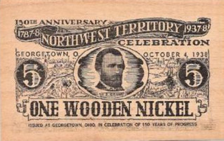 1937 Georgetown, OH Northwest Territory 150th anniversary wooden nickel