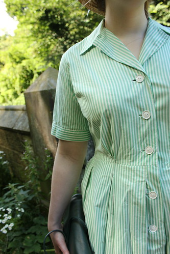 Green striped vintage dress