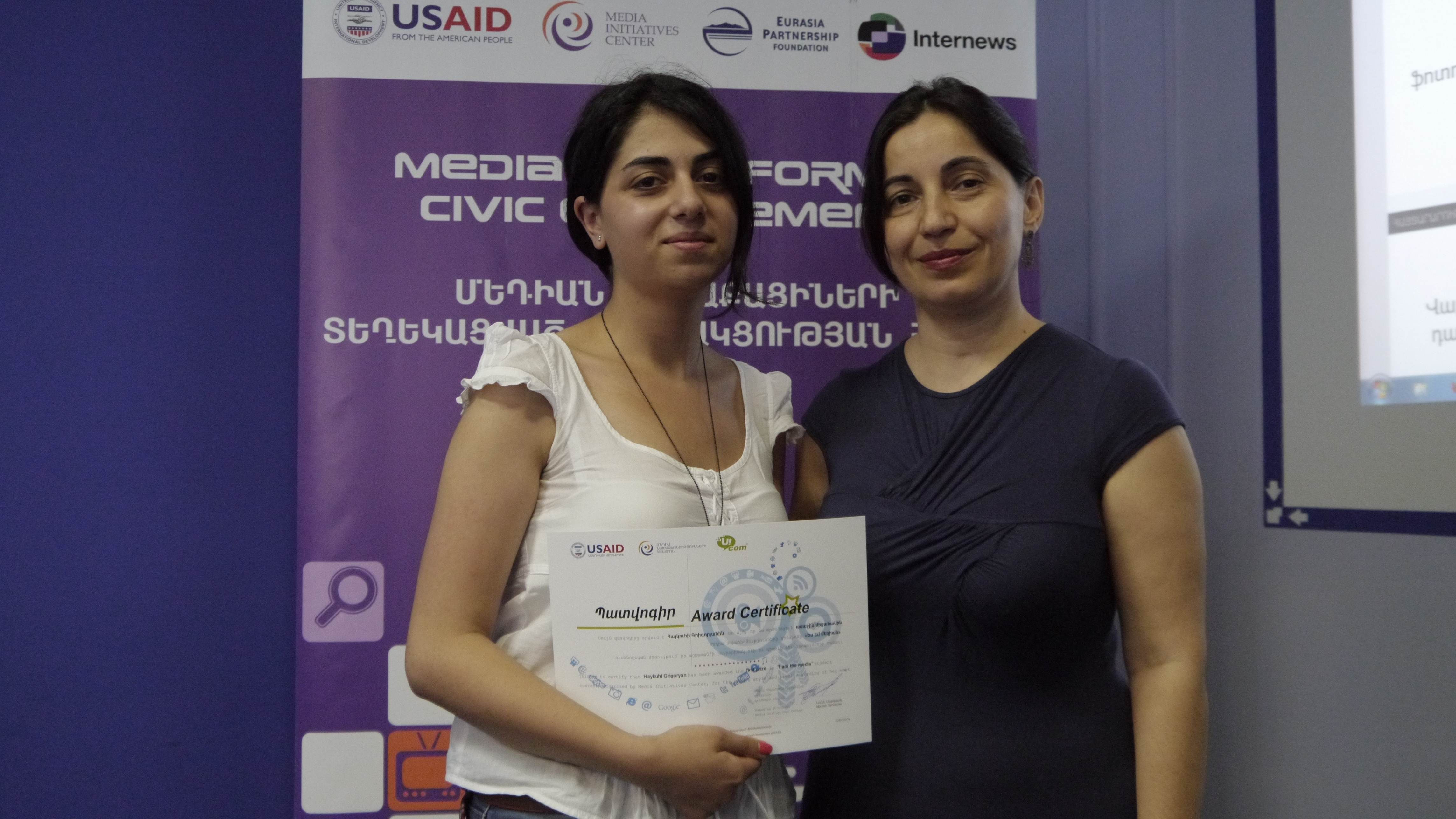 Haykuhi Grigoryan with contest jury member Lilit Galstyan