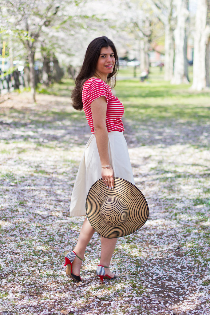 white pleated skirt, striped top, floppy hat-10.jpg