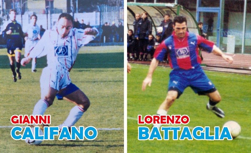Gianni Califano e Lorenzo Battaglia, dalla Viterbese al Catania nel 2000 (foto: archivio Alessandro Russo)