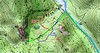 Carte IGN du versant du Pargulu avec les tracés du PR6, des sentiers des Carbunari et du sentier du Pisciaronu. Tracé des parties démaquisées au 24/02/2019.