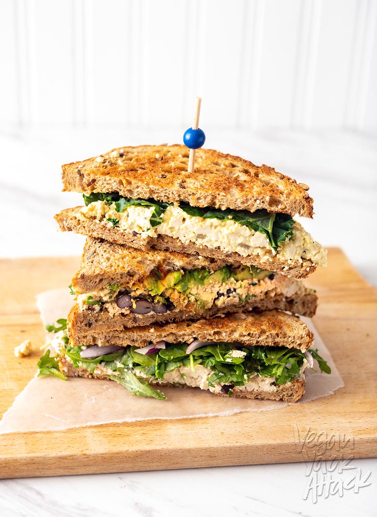 Protein-rich, easy, and flavorful, everyone needs a classic tofu egg salad sandwich in their lives! Here are 3 ways to make the perfect, quick lunch. #vegan #veganyackattack