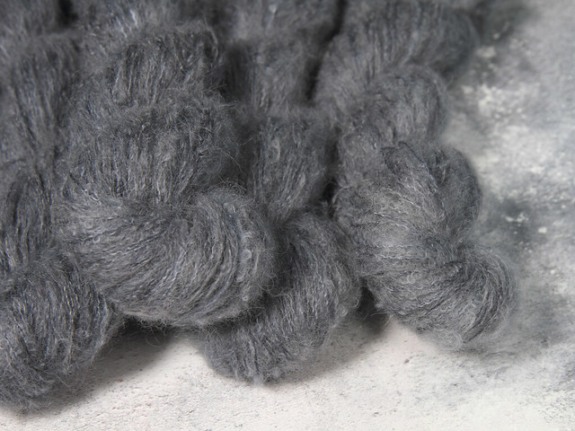 Fuzzy Lace – Brushed Baby Suri Alpaca & Silk hand dyed yarn 25g – ‘Coal Dust’