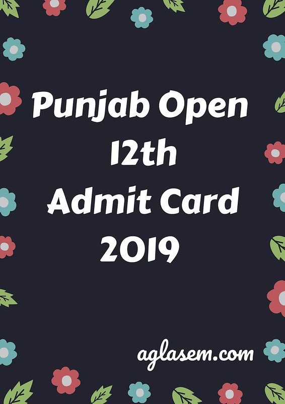 Punjab Open 12th Admit Card March 2019