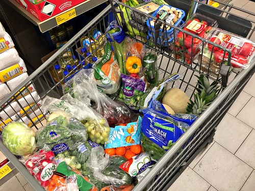 shopping cart filled with produce
