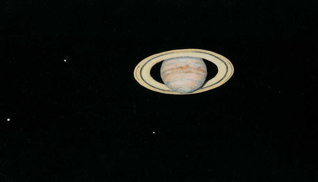 Saturn with three moons – Dr. Johannes Schilling