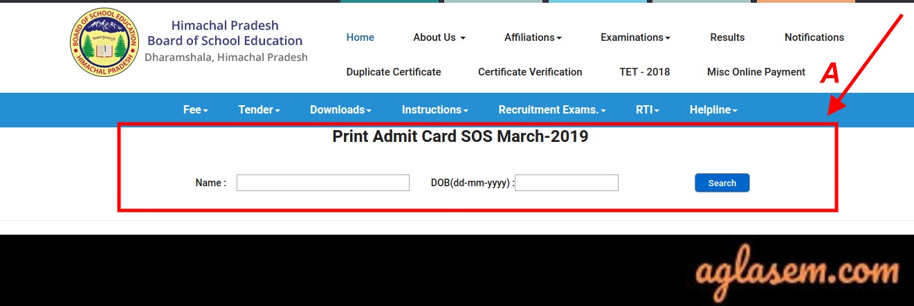 HPSOS 12th Admit Card March 2019