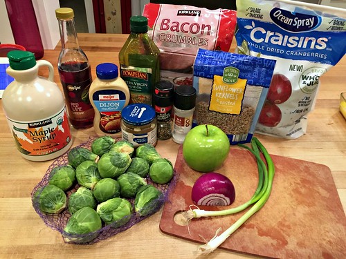 ingredients for shredded brussels sprout salad