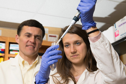 Doug Martin and Cassie Bebout in a lab