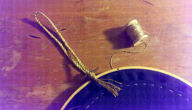 braided floss to hang the hoop with