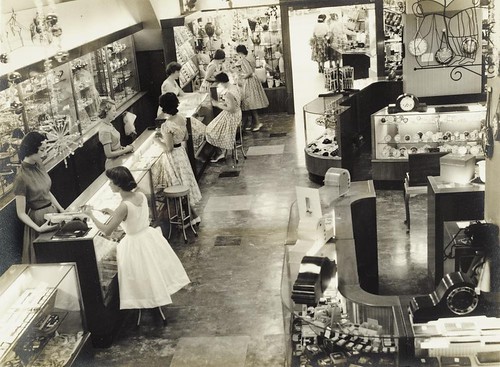 Section of the main showroom inside F. W. Nissen jewellery store in Brisbane, Queensland, ca. 1950