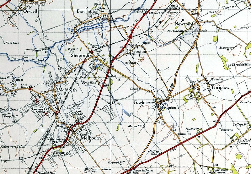Meldreth ord surv map 1945 color
