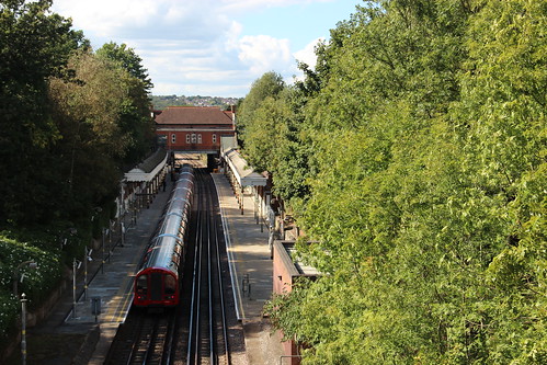 Chigwell Station from the bridge on Hainault Road