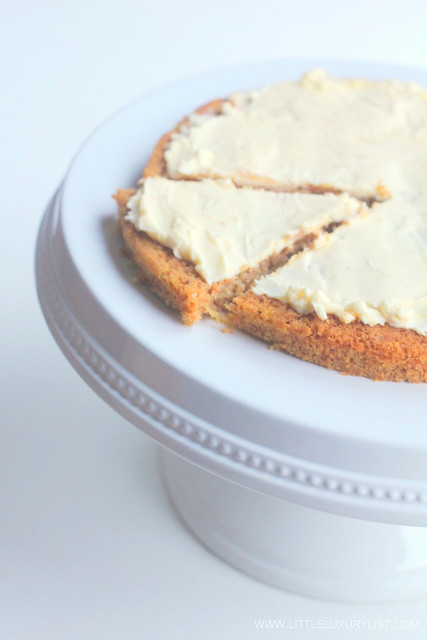 Gluten free sugar free carrot cake top and side view by little luxury list