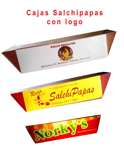 Cajas para salchipapas, pollo broaster, pollipapas, fast food,etc., personalizadas con logo a   domicilio, delivery Lima y provincias de todo el Peru
