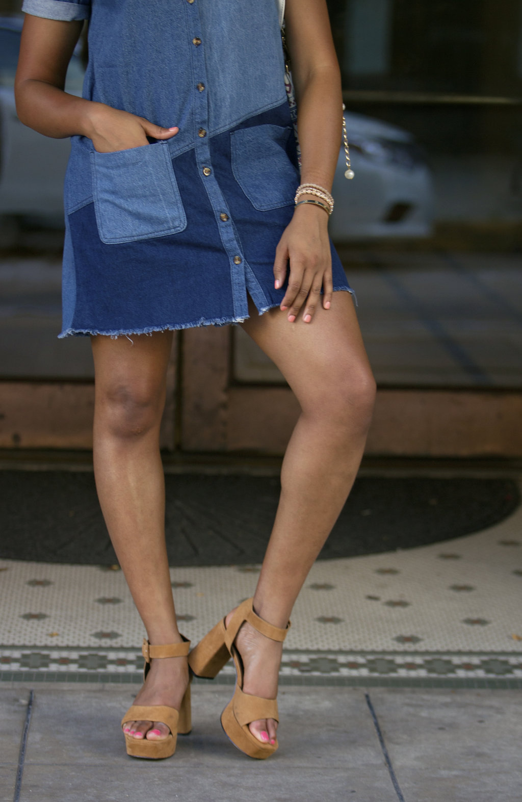 how to style low block heels, candace hampton