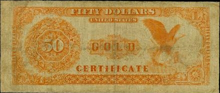 1882 $50 Gold Certificate back