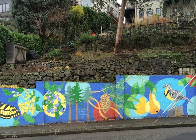 butterfly and bird mural Portland, Oregon